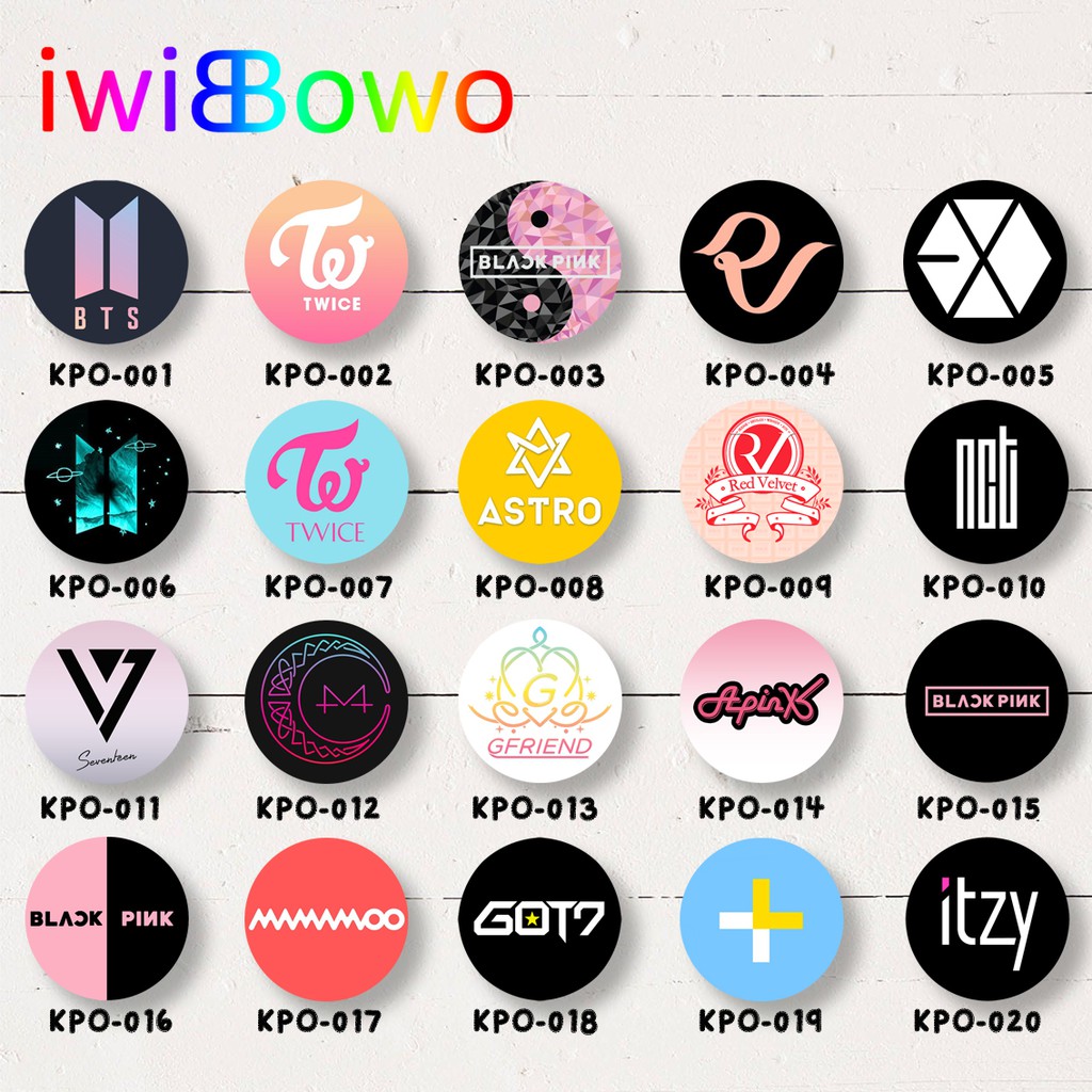 Phone Holder Pop Socket Griptok K Pop Group Logo Bts Blackpink Twice Rv Exo Got7 Nct Dll Shopee Indonesia