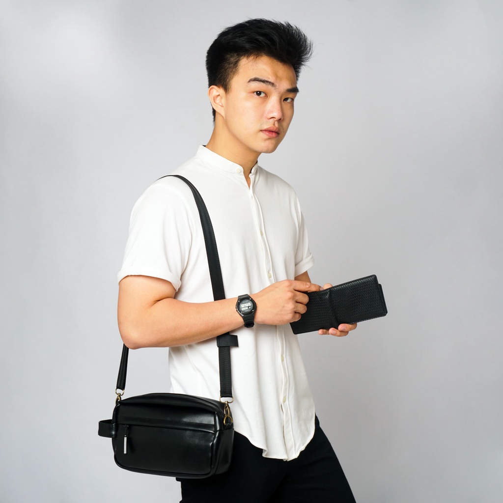 DAZZEL -  RYDER HAND BAG BLACK - Clutch Bag Pria - Sling Bag - Tas Selempang Pria - Hadiah Gift Kado Cowok Hampers