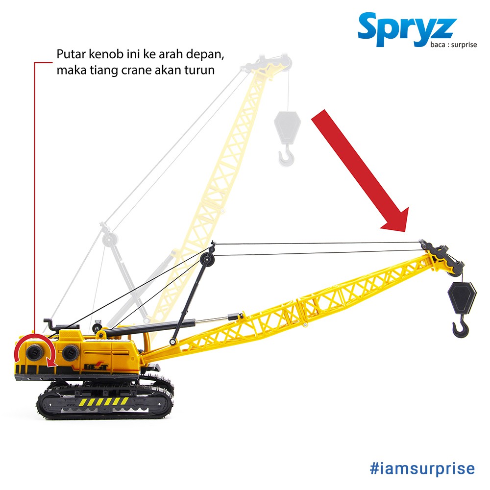 Spryz Construx 1:55 Crane Mainan Miniatur