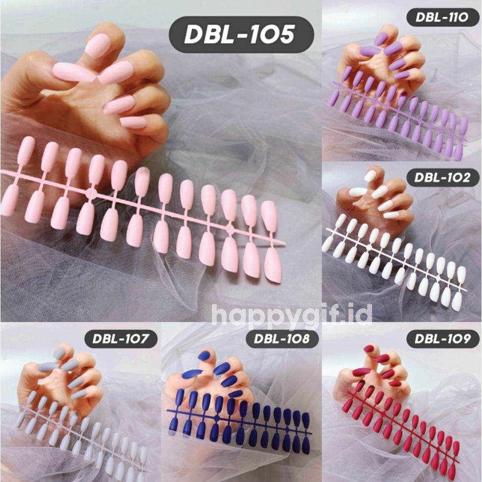 Kuku Palsu 24 Pcs Matte Doff Glossy Nude Fake Nail Manicure Sticker KU031