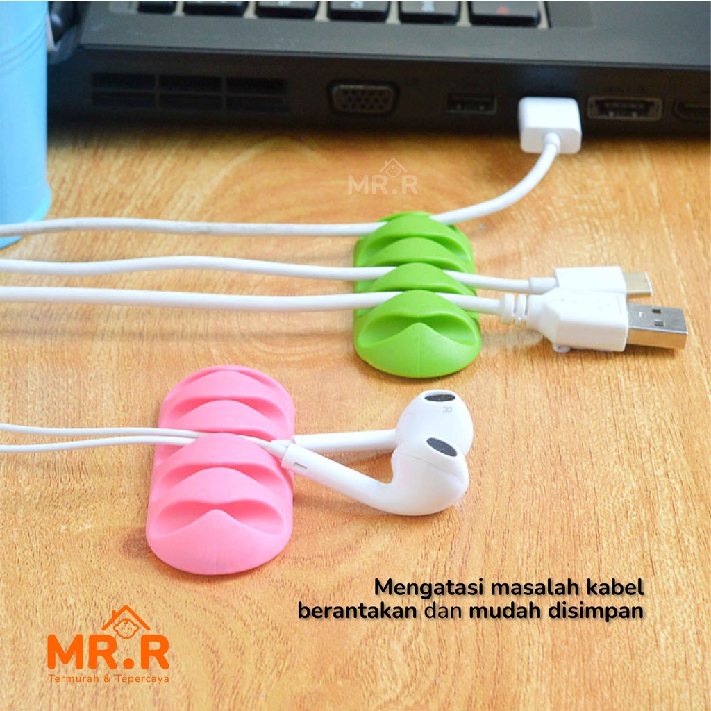 Klip Kabel Organizer Tempel Penjepit Kabel Charger HP USB Headset Earphone Gadget Clip Holder 5 Slot