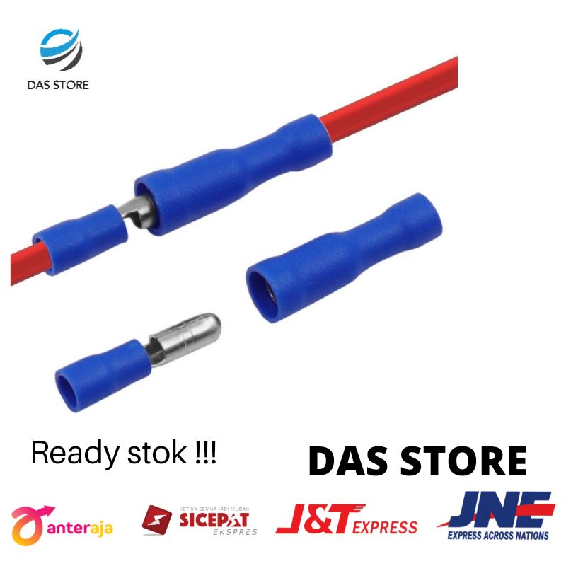 Jual Blue skun bullet wire connector terminal skun bulat kabel biru ...