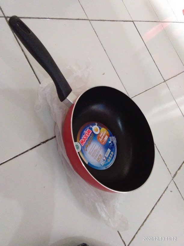 Maxim Valentino Deep Wok Penggorengan Anti Lengket Panci Tumis 24 Cm - Merah