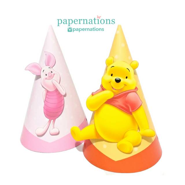 Party Hat Pooh & Piglet / Topi Ultah Winnie the Pooh Piglet / Birthday Hat Winnie the Pooh