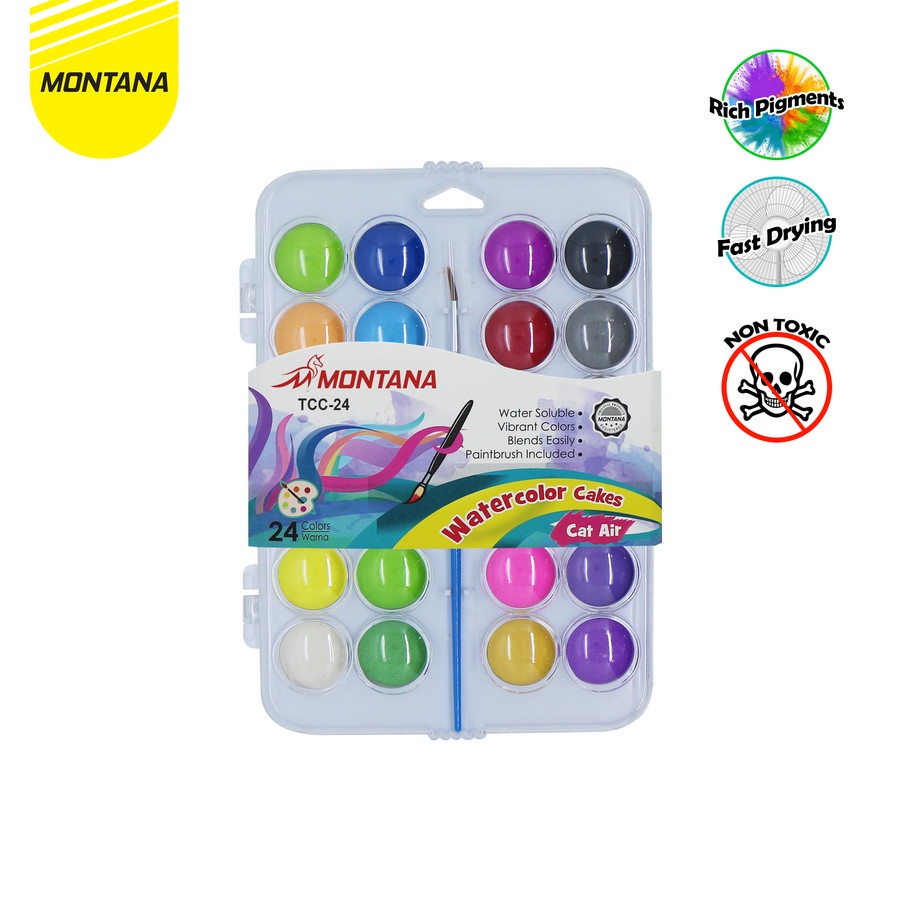 

Cat Air / Water Colour Cake 24 Warna MONTANA (Bonus kuas)