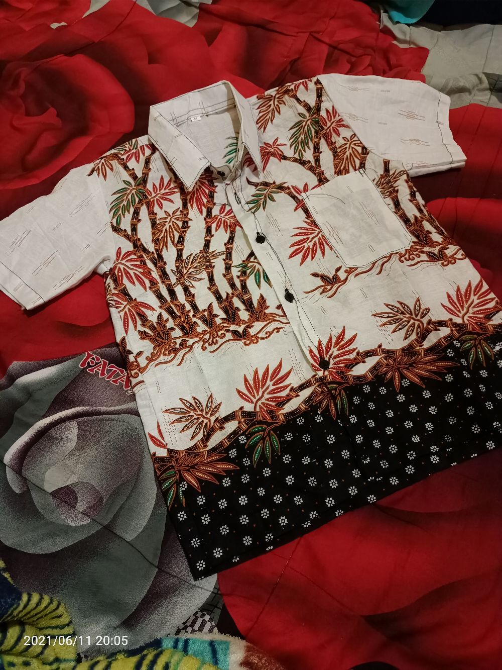 Batik Couple Keluarga Sania Ruffle Ori Ndoro Jowi Dnt Motif Bambu Putih