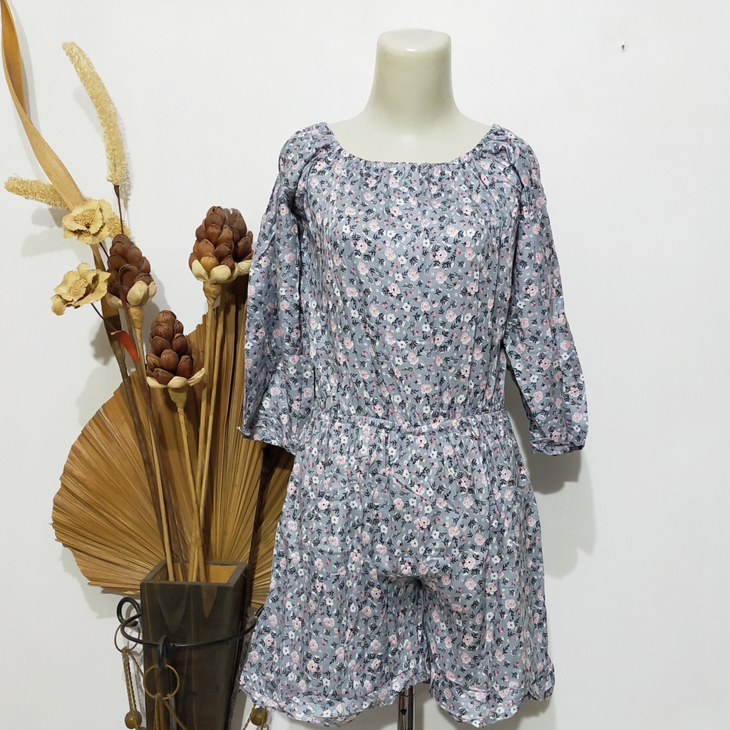 JAMSUIT SABRINA PENDEK TANGAN PANJANG (pilih motif)