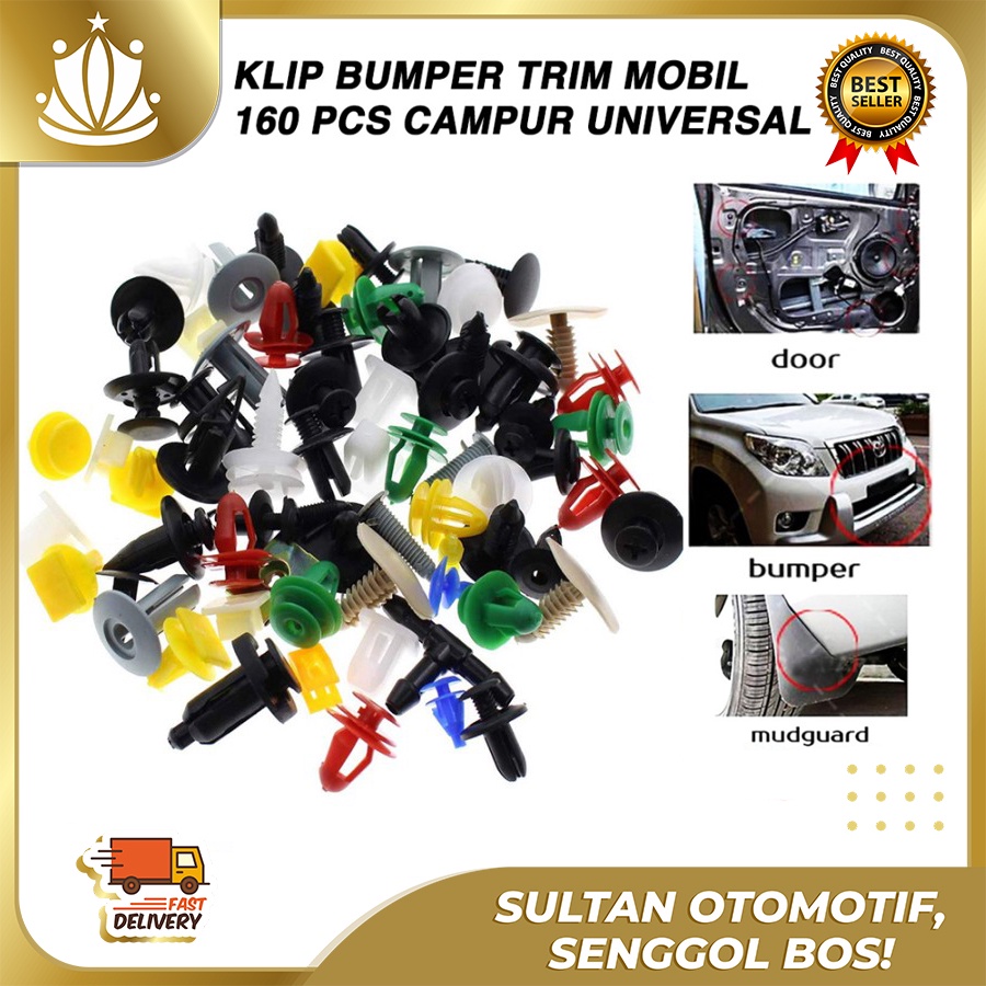 Klip Bumper Mobil RIVET Universal 160pc Campur