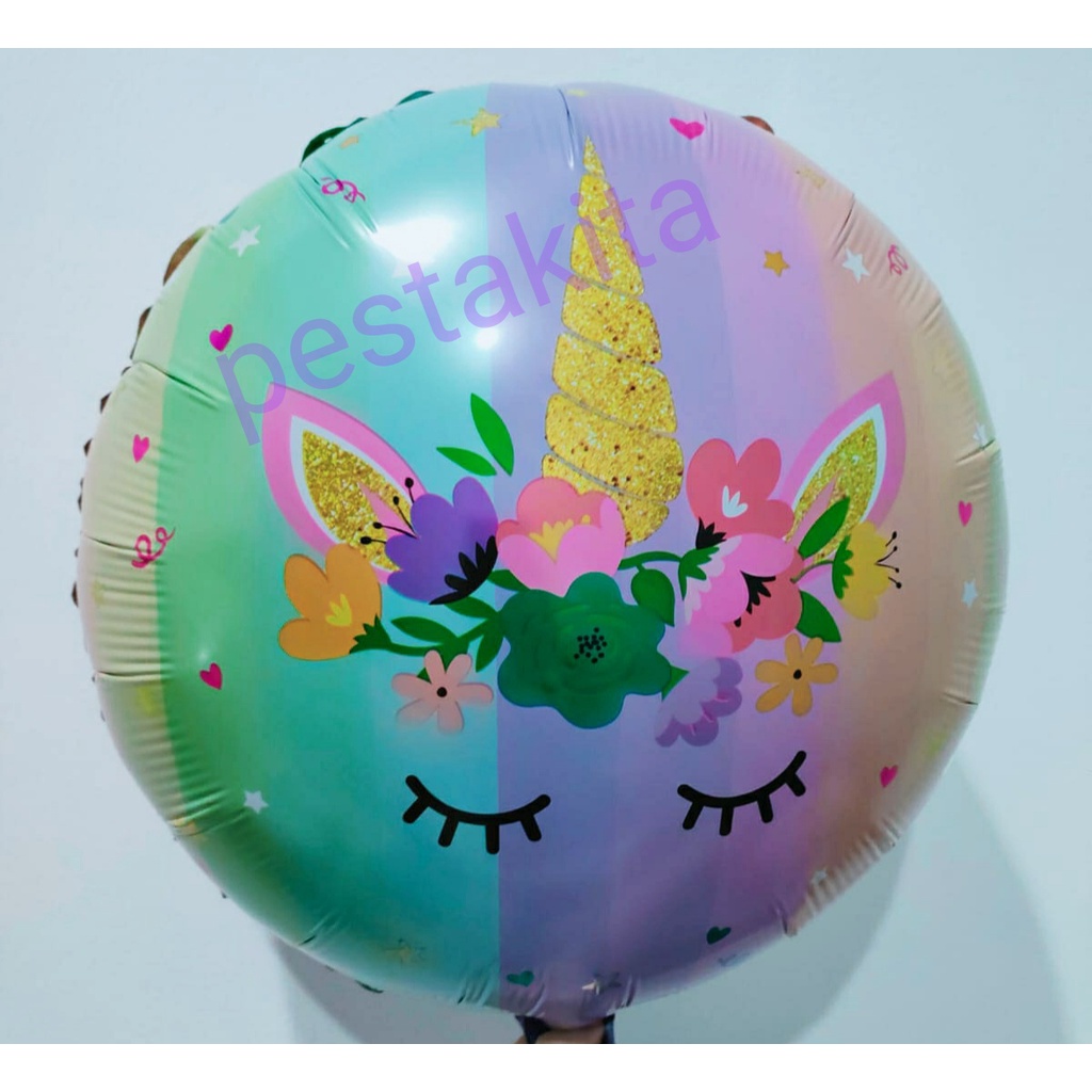 BALON FOIL BULAT UNICORN TANDUK RAINBOW BARU