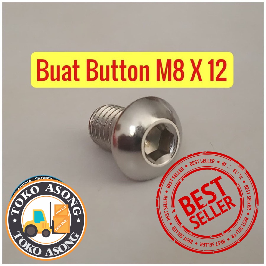 Baut button L M8 x 12 kepala payung Stainless steel Stenlis