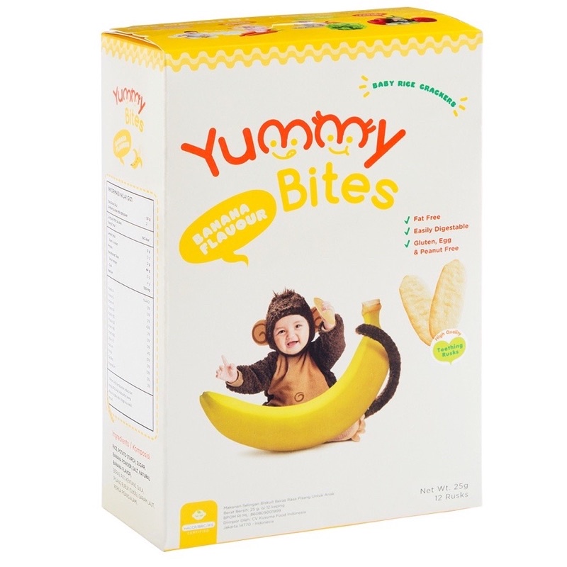 TokoPapin Biskuit Bayi Yummy Bites Rice Crackers Original Termurah Snack Anak Bayi