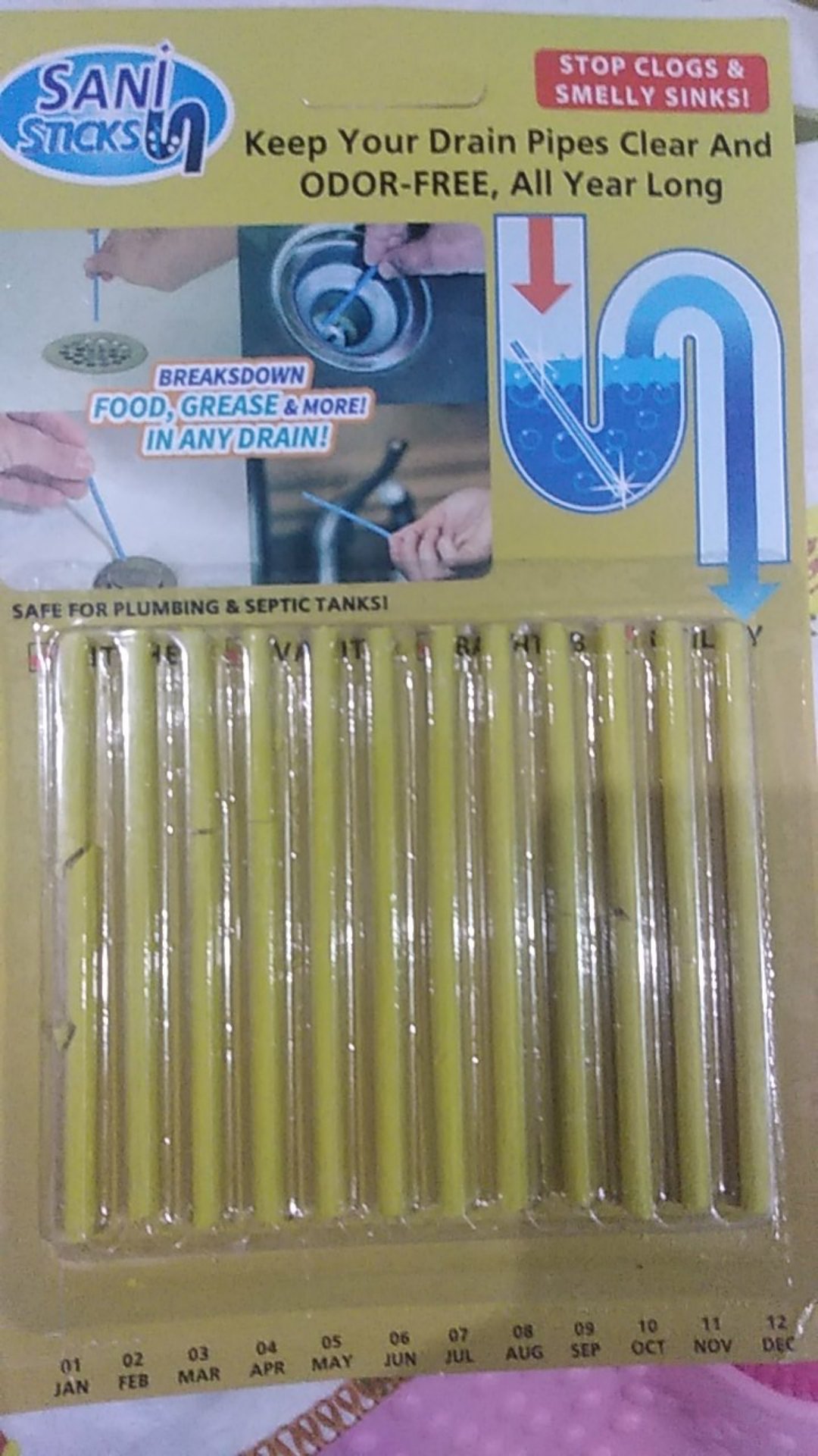 Sani Stick Untuk Wc 1 Pack 12 Pcs/stik Pembersih Pipa Pembuangan/stick Drain Cleaner