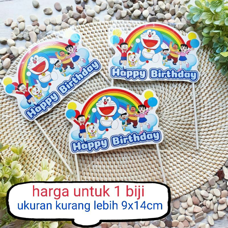 cake topper tunggal hiasan kue ulang tahun karakter Doraemon