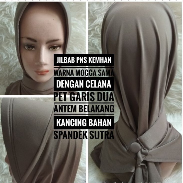 JILBAB PNS KEMHAN WARNA MOCCA BELAKANG KANCING