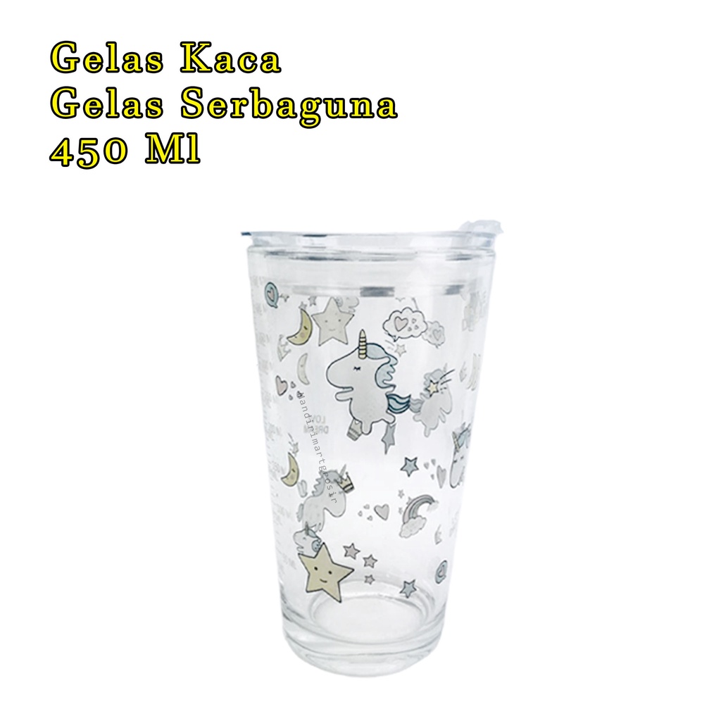 Gelas kaca * tumbler * Gelas ukur * Gelas Gambar lucu * 450ml-YS-19-14