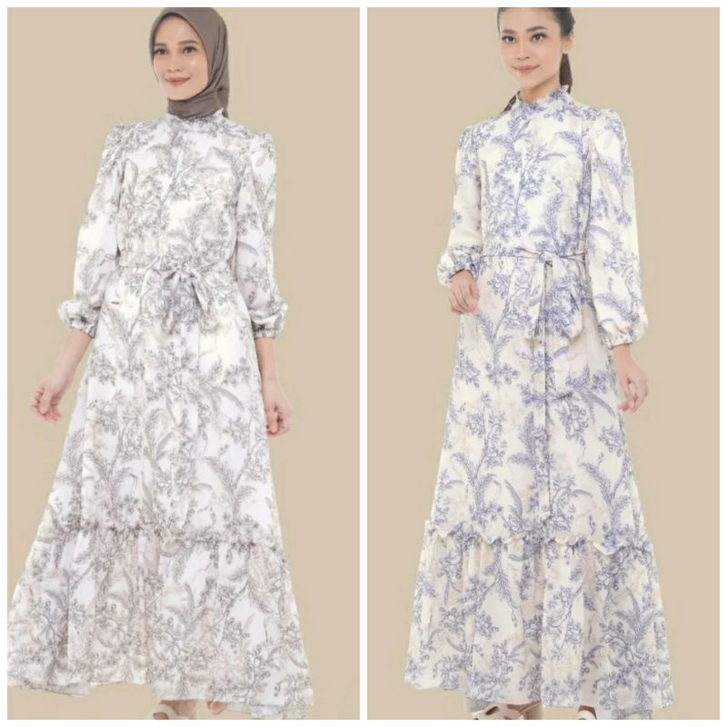 RUBY DRESS Wearing Klamby _ WHITE MARBLE M (minor), White Marble S, Classic Blue S, Ocean Mist S