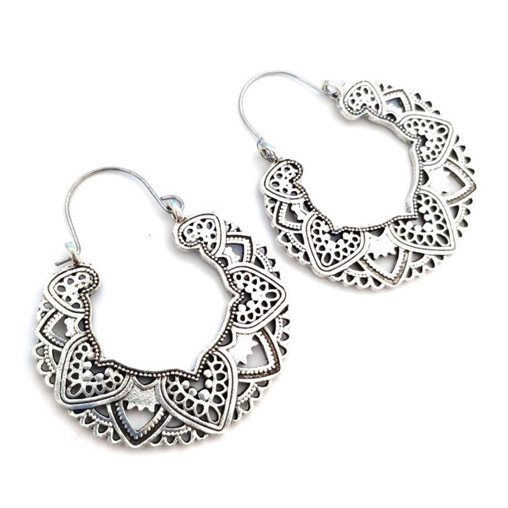 Hu Hu Hu Hu Hu Alat Bantu Pasang Kacamata♡ Anting Hoop Juntai Desain Bunga Mandala Hollow Out Gaya Gypsy Tribal Untuk Wanita