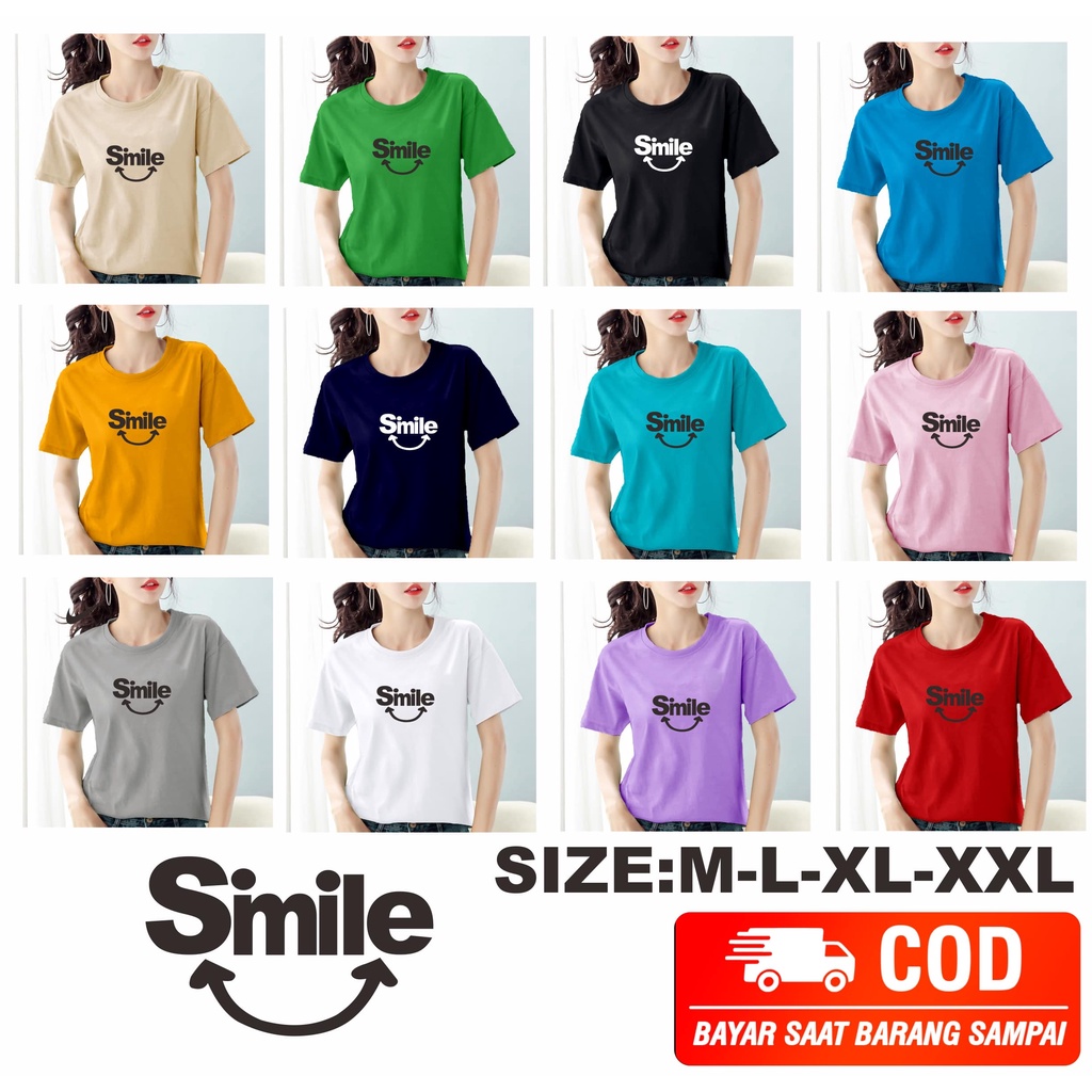 Kaos Wanita SMILE / Baju Wanita SMILE / Atasan Wanita / Tshirt Wanita Tumblr Tee JV