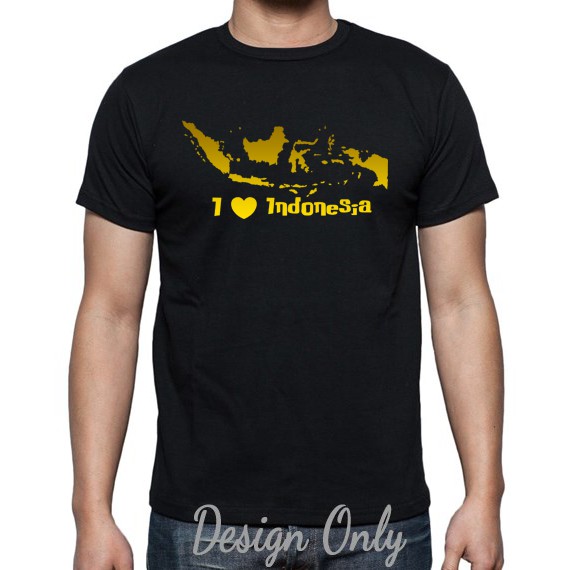 Kaos Indonesia - I Love Indonesia Gold - By Crion