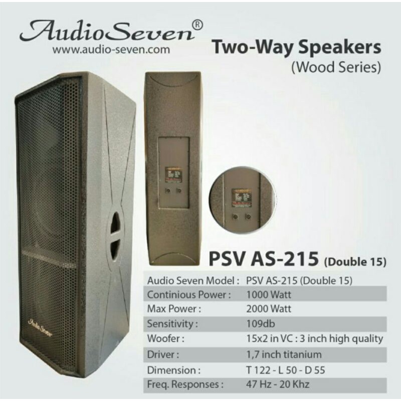 Speaker Pasif Double 15"inch Audio Seven PSV AS-215 Original