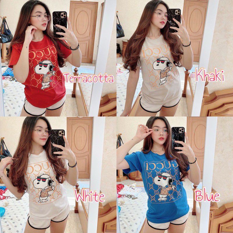 Kaos Distro Wanita Lucu/Atasan Baju Wanita™SNOOPY GUCCII