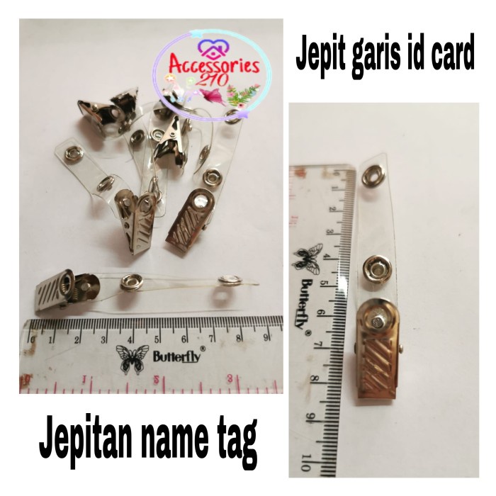 

Wow [100Pcs] Jepit Garis Id Card / Jepitan Name Tag Nikel Trendi