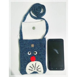 Tas Selempang Rajut Karakter Doraemon HP mini Murah Tas Selempang Rajut Karakter Doraemon HP mini Murah