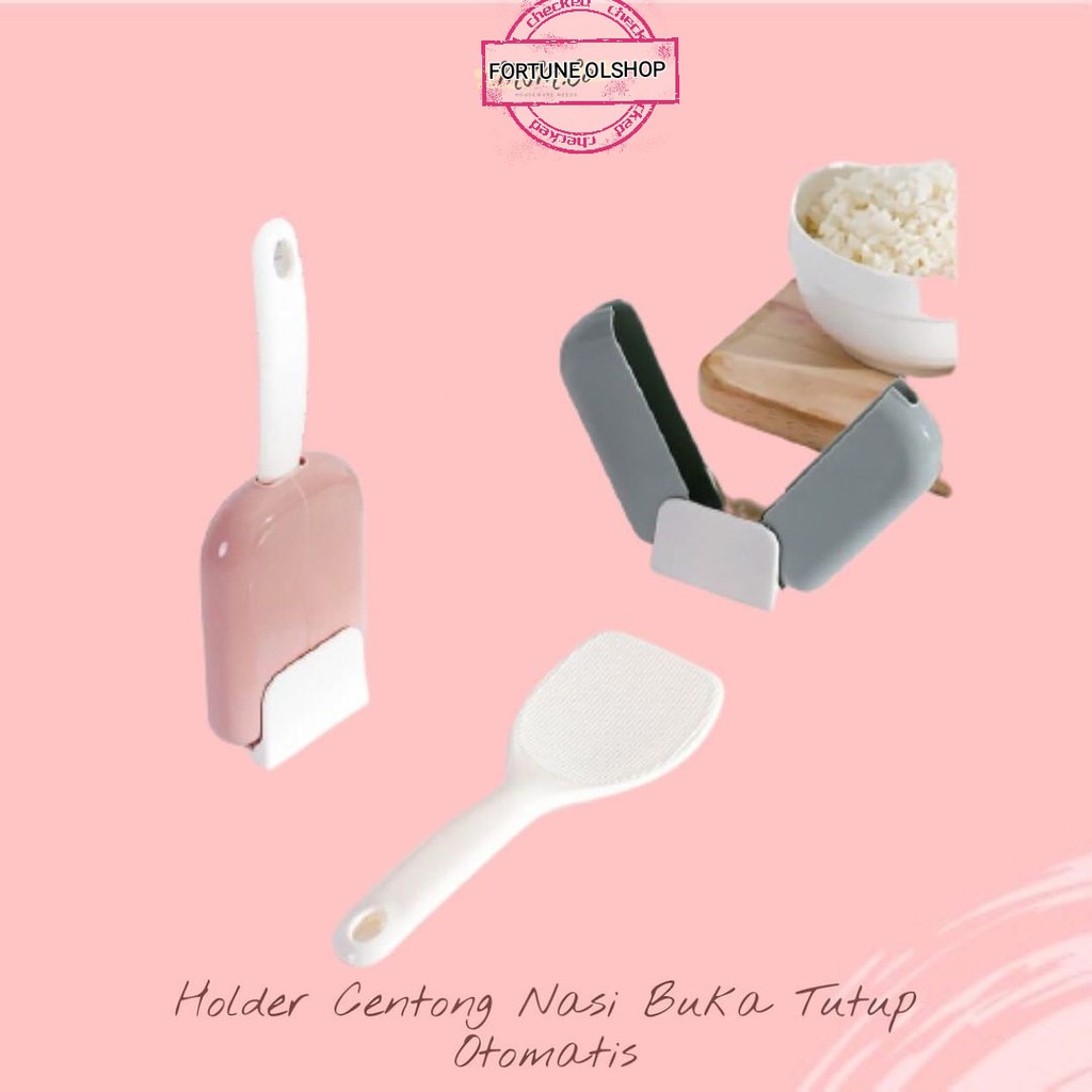 (FO) Sendok Centong Nasi + AUTOMATIC Cover Pelindung Shamoji Rice Spoon Paddle Warna Biru