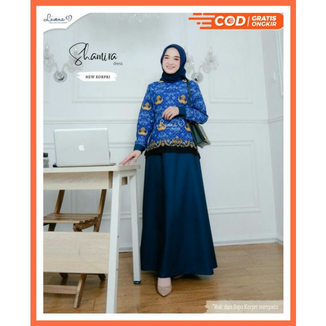 Shamira (New Korpri) Dress by Luvena Gamis Korpri Katun Toyobo Batik Halus