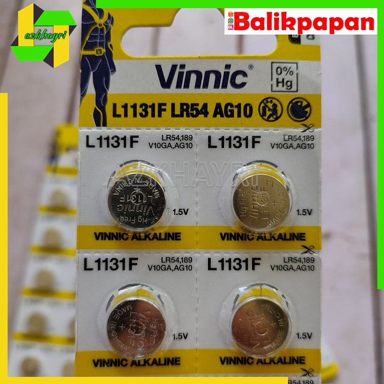 Baterai AG10 Battery L1131F LR54 AG 10 VINNIC Alkaline Batre Kancing Jam