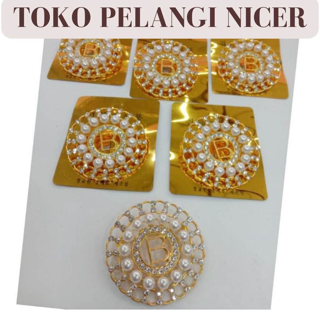 Bros Hijab Bros Dagu  Permata Mutiara Bros Button Model B Pin Brooch