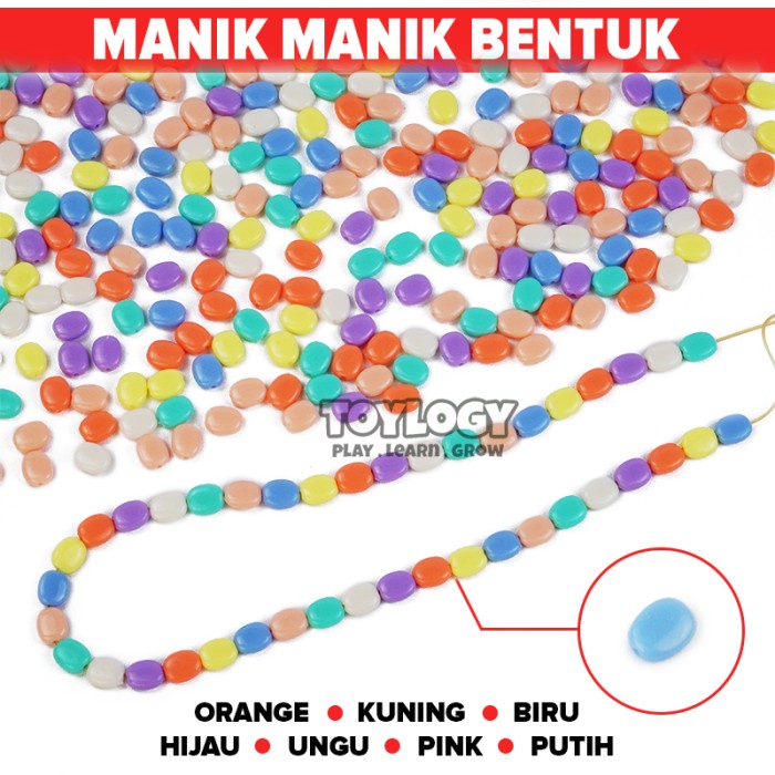 Manik Mote Mute Lonjong Pipih Gepeng Beads Soft Pastel Diy Meronce Bahan Merangkai Kalung Gelang