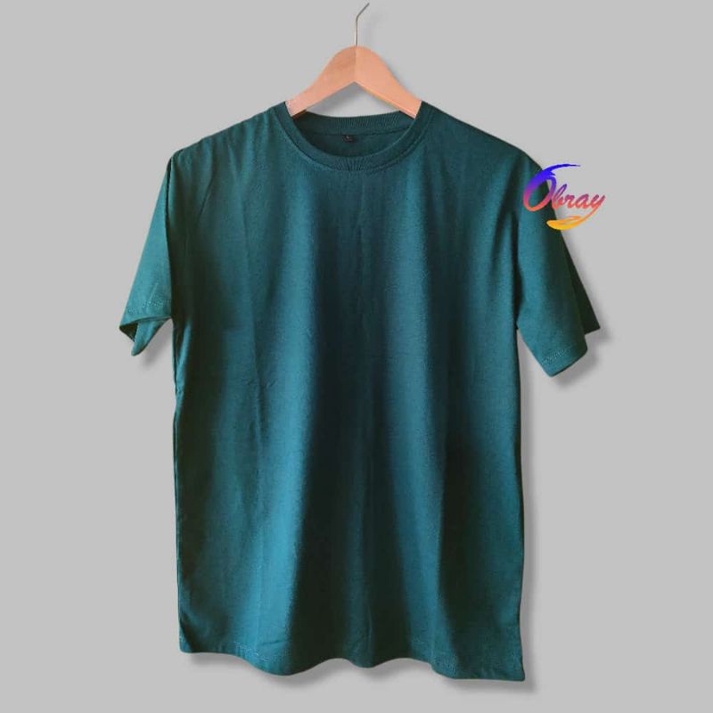 KAOS POLOS COTTON COMBED 24S [Tebal] LENGAN PENDEK Basic Tee Unisex OBRAYSTORE / T-shirt / Kaos Oblong / Baju Polos [Cewe Cowo]-Hijau Botol