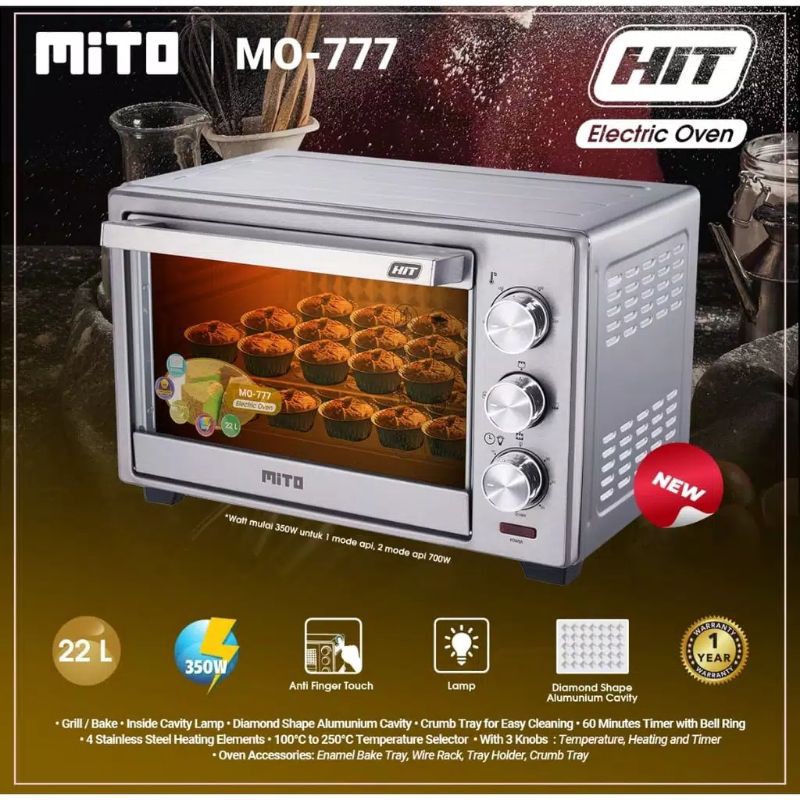 OVEN MITO MITOCHIBA TERBARU MO 777 HIT WOOD SERIES/GAGANG KAYU KAPASITAS 22 LITER LOW 350 WATT MURAH GARANSI RESMI