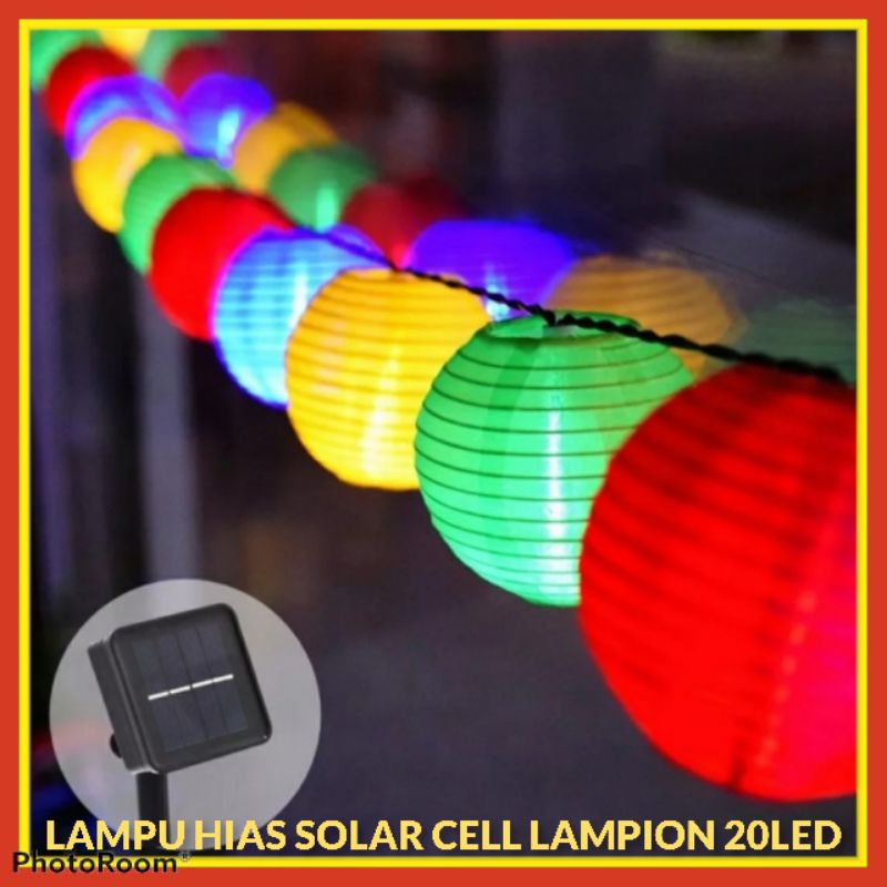 Lampu Hias Taman Solar Cell Panel Tenaga Surya Matahari 20LED 5M Model Lampion Multi Warna Raindrop 