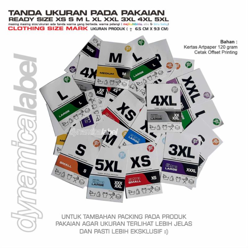 

Label kertas ukuran pakaian, tanda ukuran untuk packing pakaian