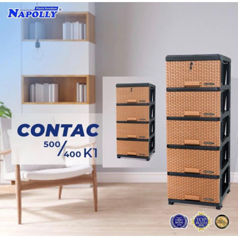 Contac 400 K1 / Contac 500 K1 - Rak Laci Napolly 4 susun 5 susun (Kunci + Roda)