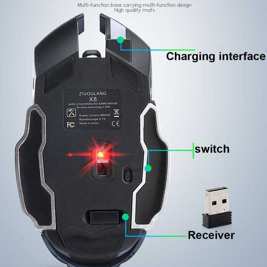 TG-BA Free Wolf Wireless Gaming Mouse LED Light 1800 DPI - X8