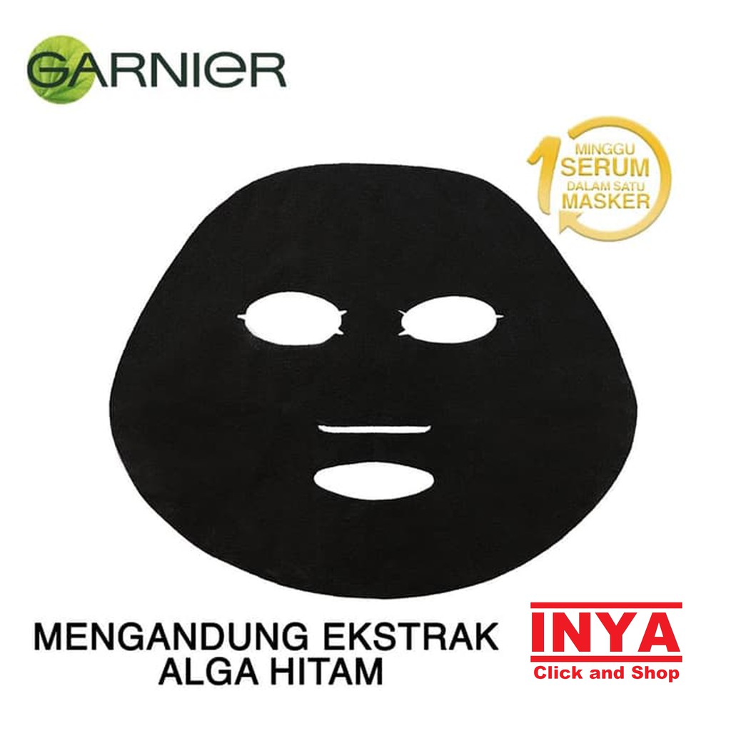 GARNIER SERUM MASK PURE CHARCOAL BLACK ALGAE 28gr - Masker Wajah