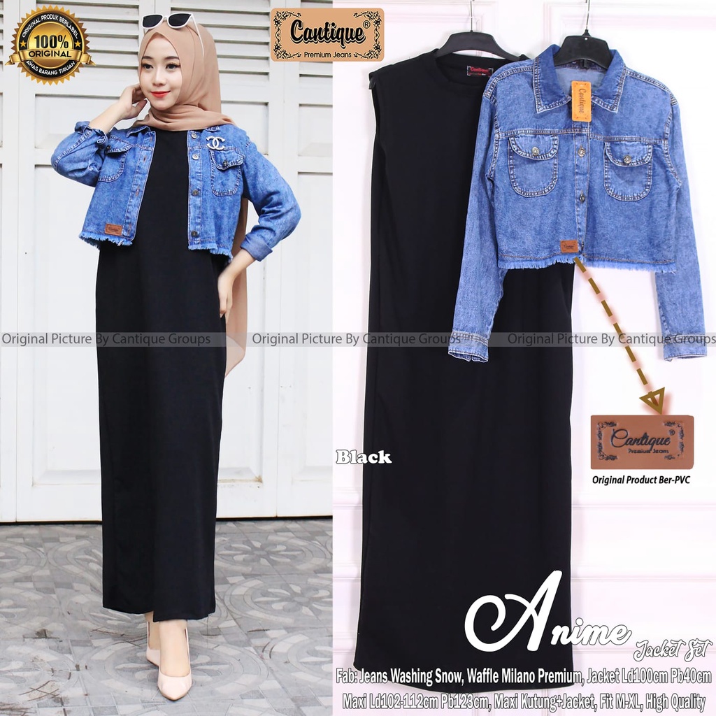 ANIME JACKET SET BY CANTIQUE SETELAN WANITA CASUAL OUTER JAKET JEANS KEKINIAN JEANS WASH IMPORT & KN