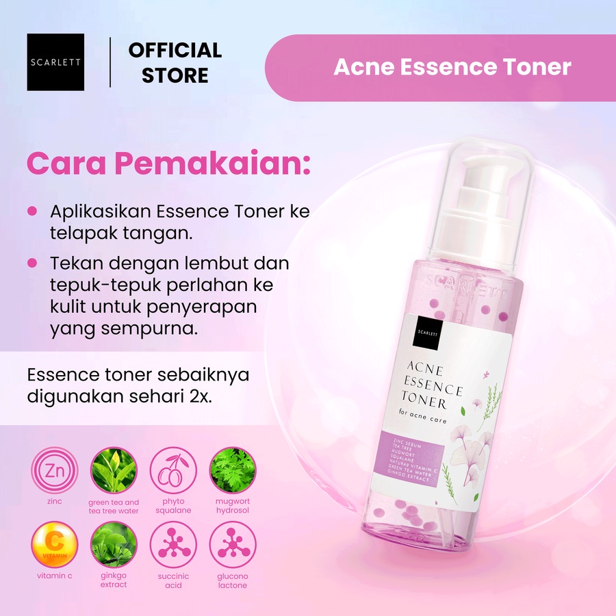 Scarlett Whitening Acne Essence Toner Perawatan Wajah Berjerawat