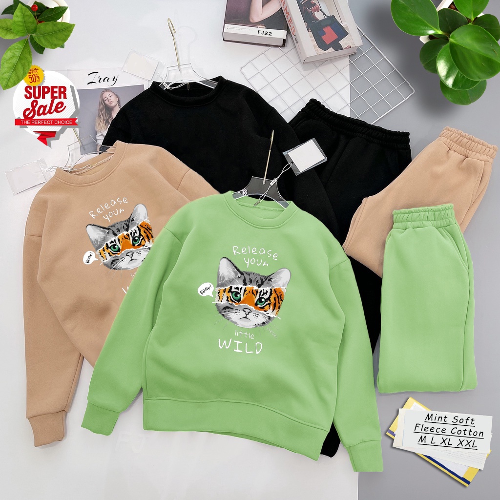 Sweater Cat Little Wild Unisex Pria &amp; Wanita | Dhea Fashion