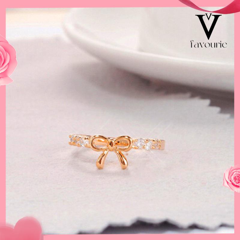 [COD]Cincin Busur Berlian Sederhana, Perhiasan Fashion Wanita Kreatif Yang Indah-FA