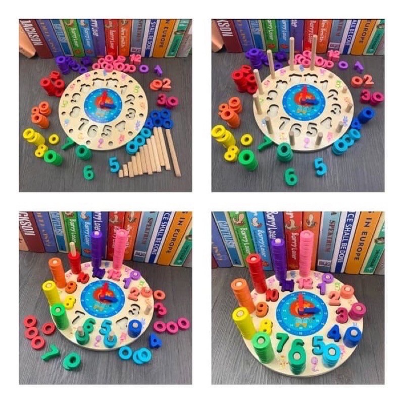 rainbow digital clock - wooden clock - jam kayu anak - mainan edukasi anak -hadiah anak cowok cewek