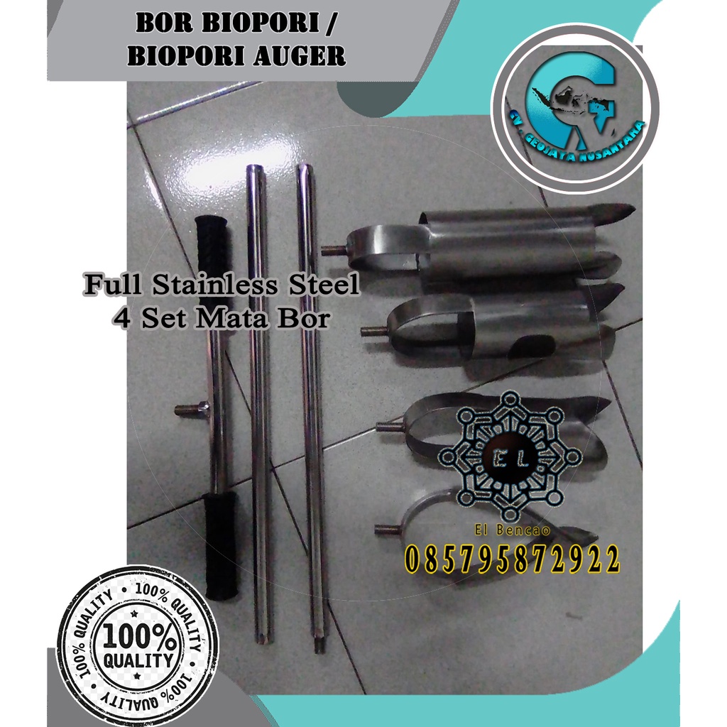 1 Set Bor Tanah - Biopori - Penggembur Tanah - Resapan Tanah Stainless
