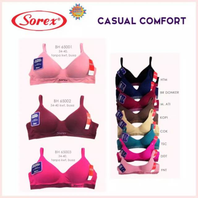 SOREX Bra Casual Comfort 65002  Bra SPORT busa tipis Berkawat