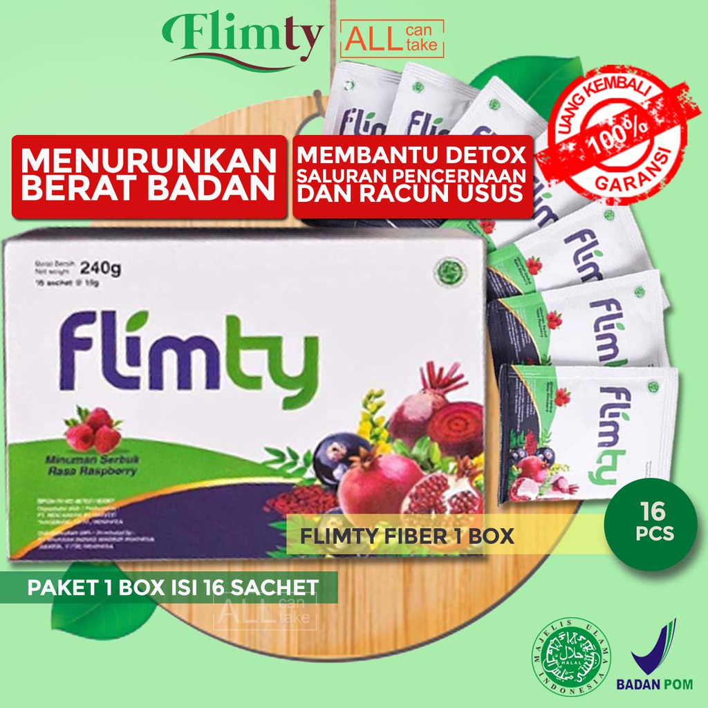 Flimty Fiber Fit Slim Healthy Minuman Herbal Obat Pelangsing Kurus Diet Pelancar Pencernaan 1 Box