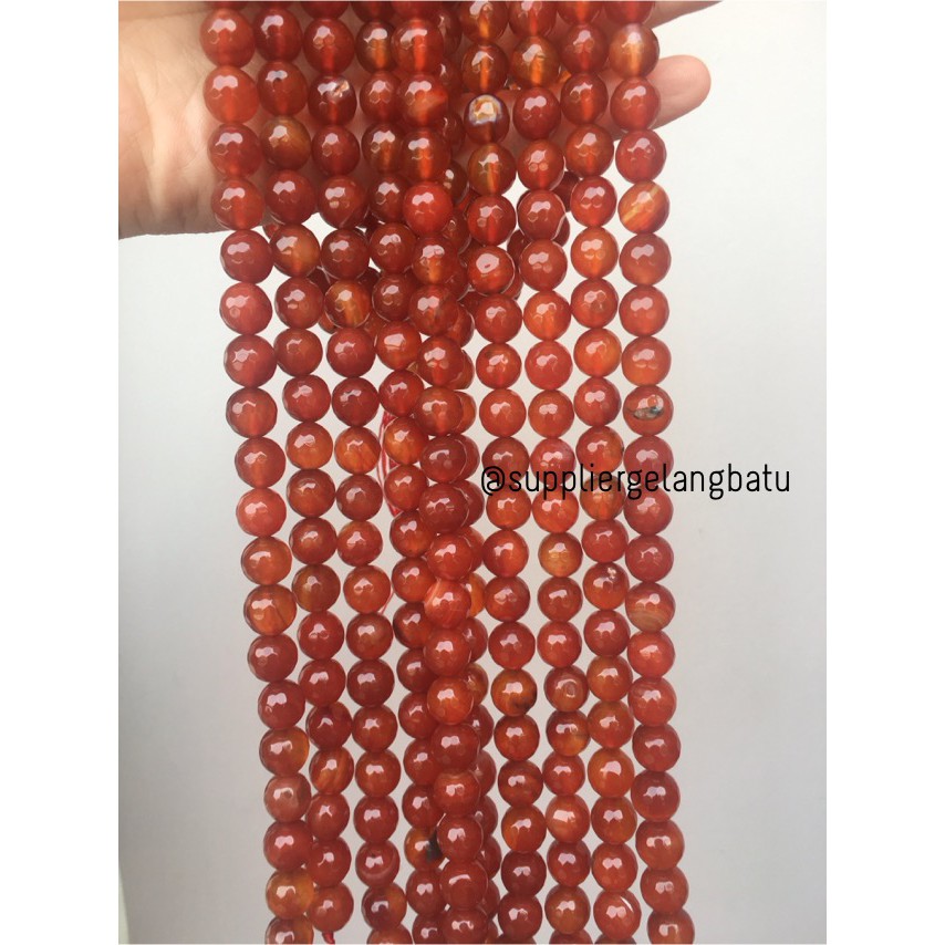 batu beads CUTTING 10mm orange carnelian faceted agate oren aksesoris pria wanita fashionita craft