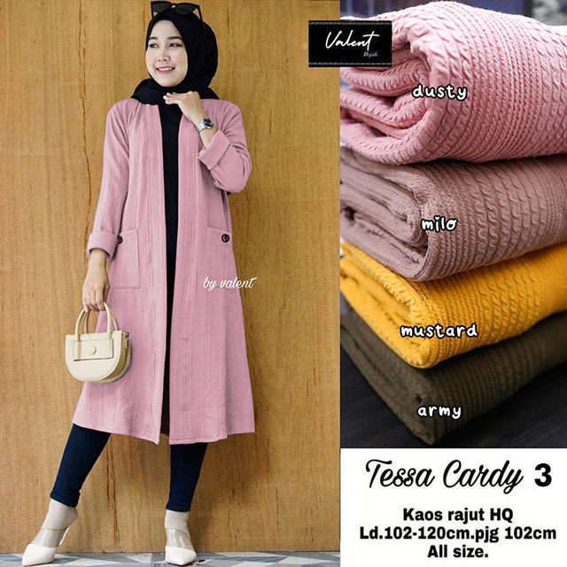 Outer Cardigan Wanita Celsia Mango Knit Import Tebal Nyaman di Pakai Fashion Muslim Hijab Cardy-TESSA 3 DUSTY