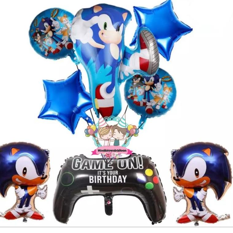 Bestseller.. WINDBLOWN BALON KARAKTER SONIC SEGA KONSOL GAME PSP BIRTHDAY BOY / DEKOR ULTAH ANAK COW